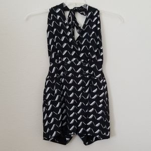 BCBGeneration Black&White Halter Romper XS NWT